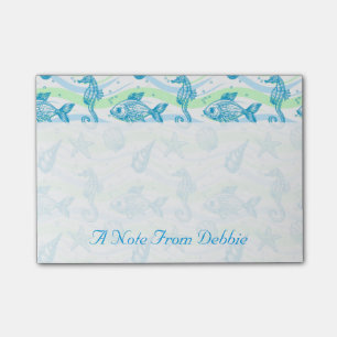 Marine Sketch Pattern Add Your Name Post-it Notes