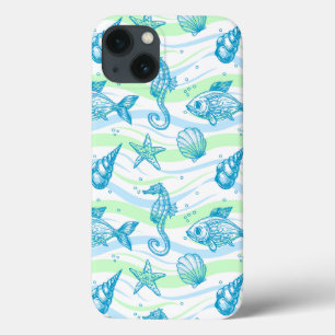 Marine Sketch Pattern iPhone 13 Case