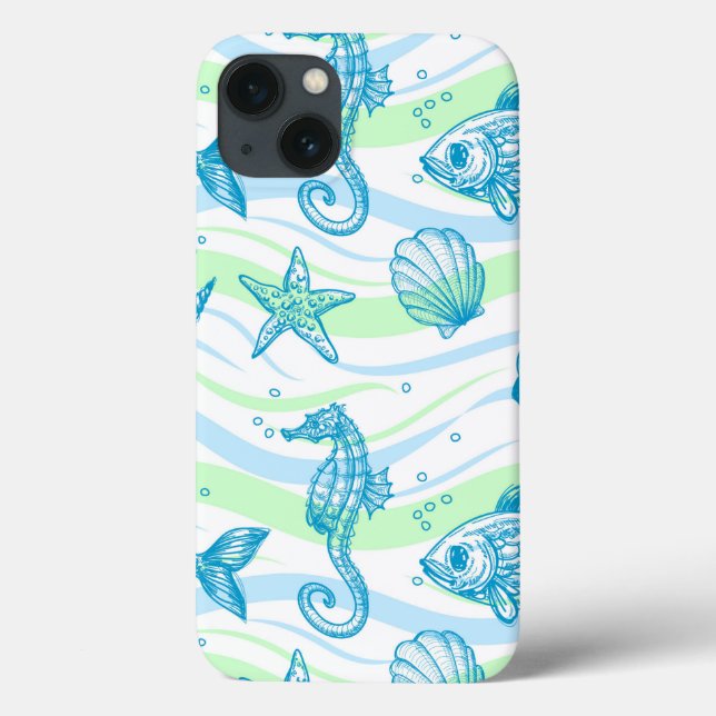 Marine Sketch Pattern Case-Mate iPhone Case (Back)