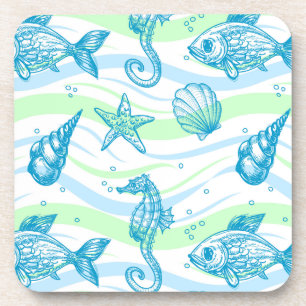 Marine Sketch Pattern Coaster
