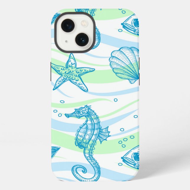 Marine Sketch Pattern iPhone Case (Back)