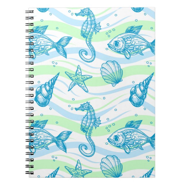 Marine Sketch Pattern Notebook (Front)