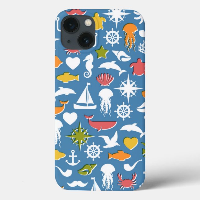 Marine Symbols Pattern Case-Mate iPhone Case (Back)