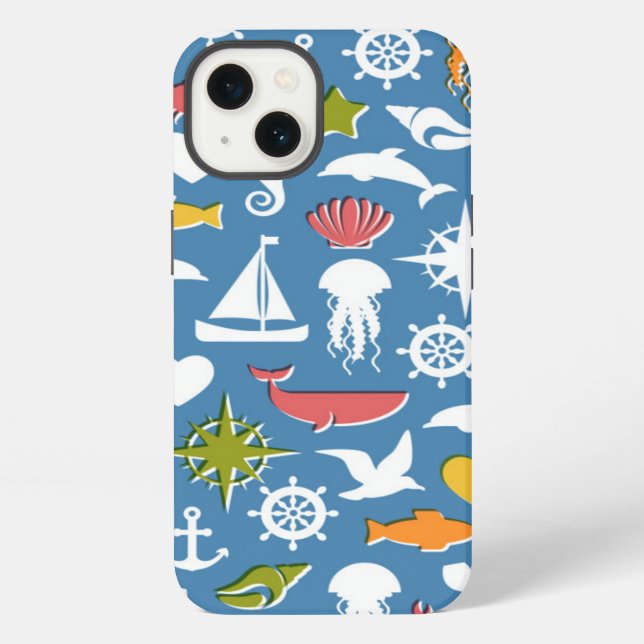 Marine Symbols Pattern iPhone Case (Back)