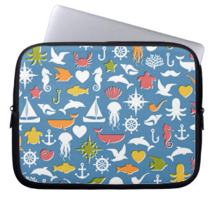 Marine Symbols Pattern Laptop Sleeve