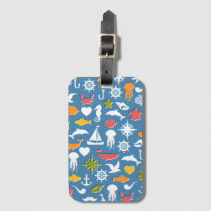 Marine Symbols Pattern Luggage Tag