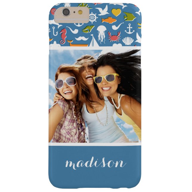 Marine Symbols Pattern | Your Photo & Name Case-Mate iPhone Case (Back)