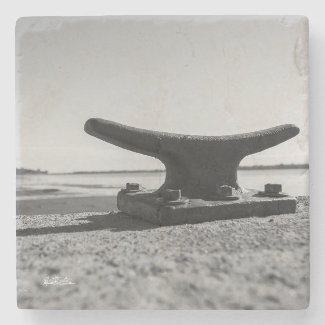 Marine theme coaster, black and white stone coaster (Front)