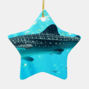 Marine Water Chic Stylish Cool Blue Whale Shark Ceramic Ornament