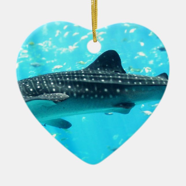 Marine Water Chic Stylish Cool Blue Whale Shark Ceramic Tree Decoration (Front)