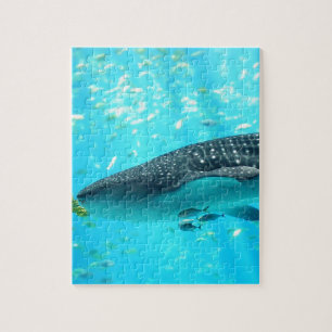 Marine Water Chic Stylish Cool Blue Whale Shark Jigsaw Puzzle