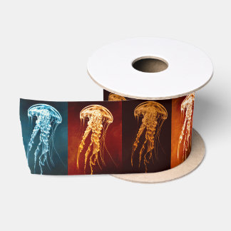 Marine watercolor vintage elegant jellyfish satin ribbon