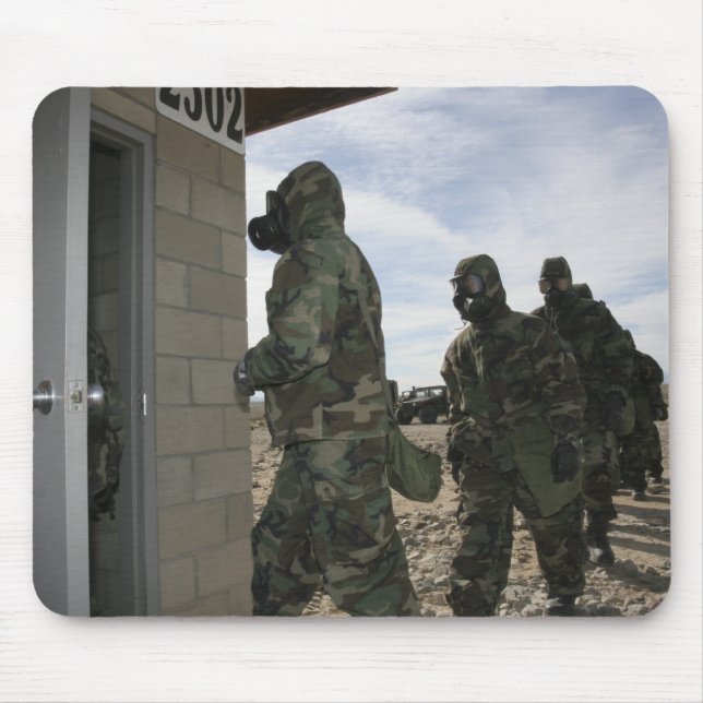 Marines and Sailors file into the gas chamber Mouse Pad (Front)