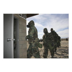 Marines and Sailors file into the gas chamber Photo Print