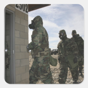 Marines and Sailors file into the gas chamber Square Sticker