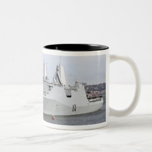 Marines and sailors man the rails Two-Tone coffee mug