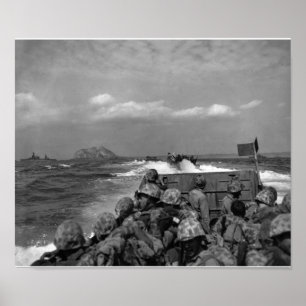 Marines Approaching Iwo Jima - WW2 - 1945 Poster