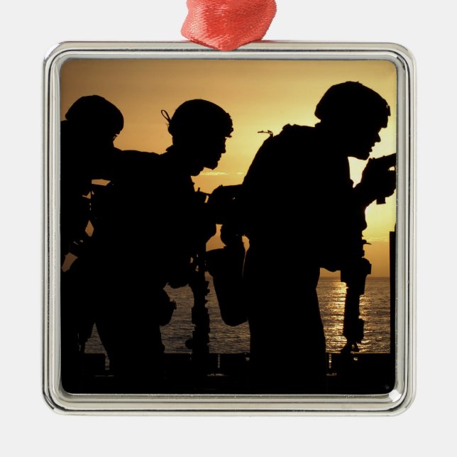 Marines fire 9mm handguns metal ornament (Front)