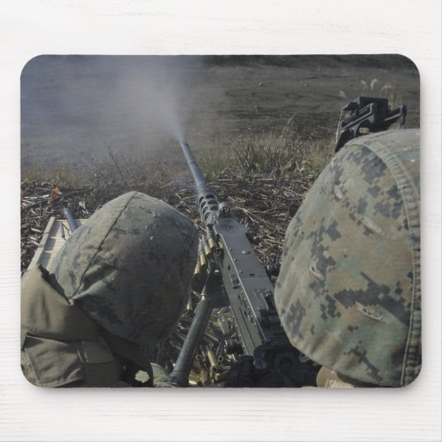 Marines fire an M2 50 calibre machine gun Mouse Pad (Front)