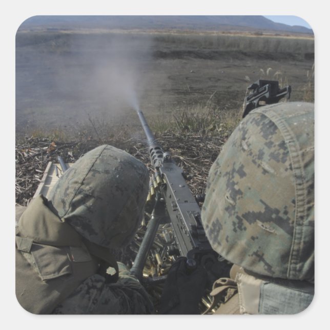Marines fire an M2 50 calibre machine gun Square Sticker (Front)
