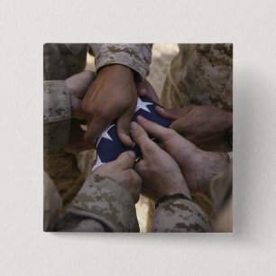 Marines fold an American flag 15 Cm Square Badge