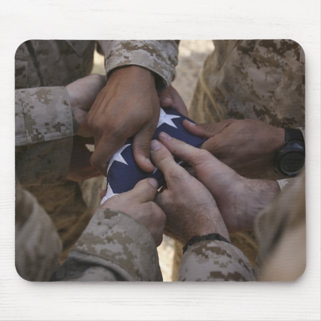 Marines fold an American flag Mouse Pad (Front)
