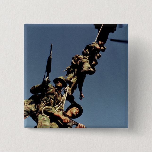 Marines on a SPIE RIG. a rope device that will 15 Cm Square Badge (Front)