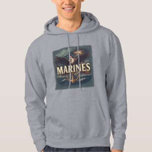 "Marines" over eagle & flag hoodie