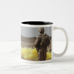 Marines provide security Two-Tone coffee mug