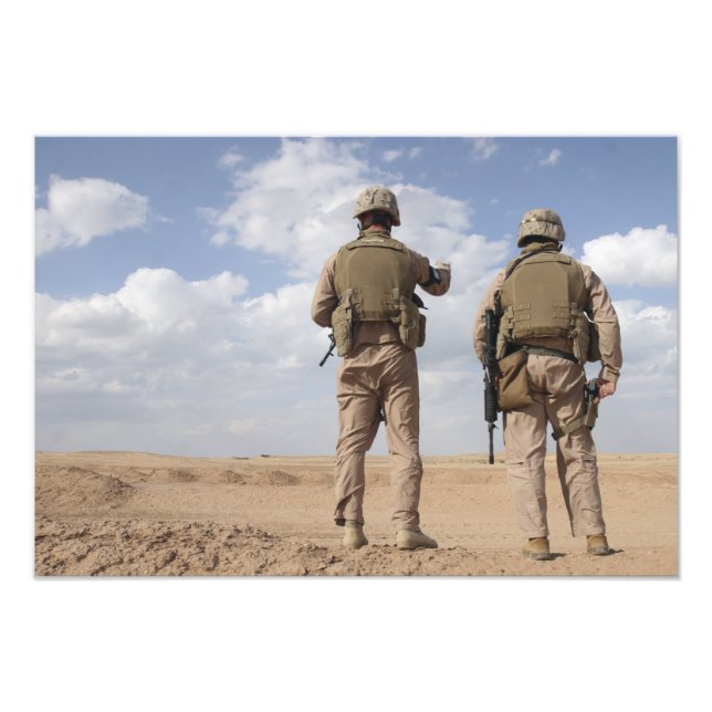 Marines scan the horizon for insurgent activity photo print (Front)