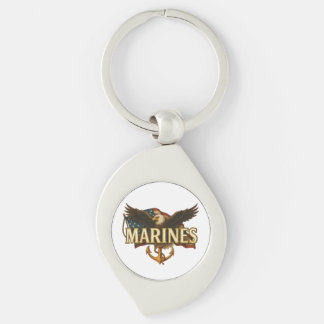 Marines With Eagle and Flag Key Ring