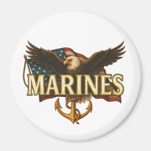 Marines With Eagle and Flag Magnet