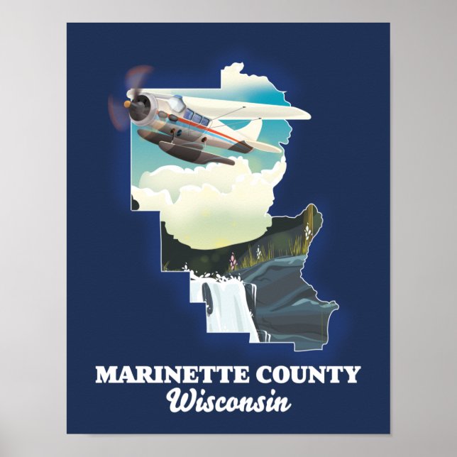 Marinette County Wisconsin map Poster (Front)