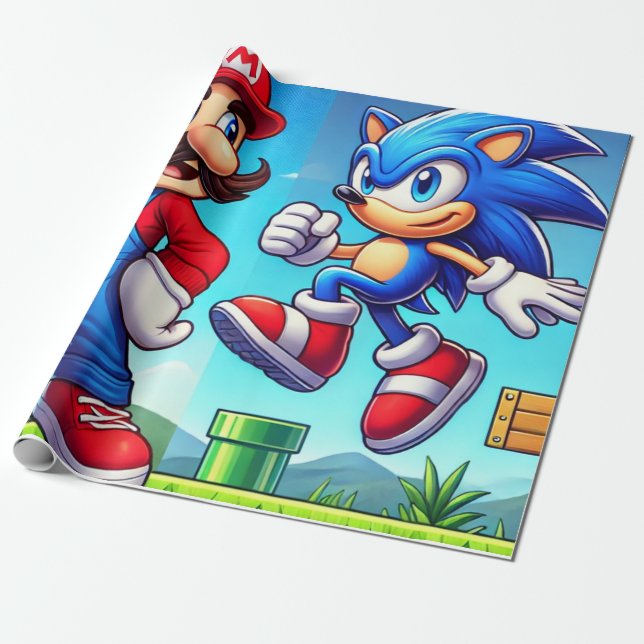 mario and sonic gift wrap (Unrolled)