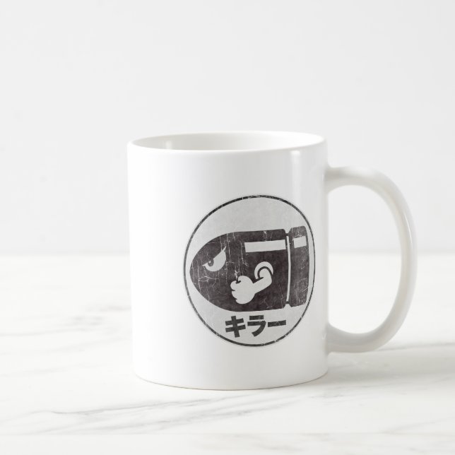 Mario Bullet Bill Distressed Kanji Logo  Coffee Mug (Right)