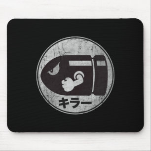 Mario Bullet Bill Distressed Kanji Logo Mouse Pad