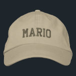 Mario Name Embroidered Baseball Cap<br><div class="desc">Customisable name, Mario, embroidered on a khaki baseball cap / baseball hat.</div>