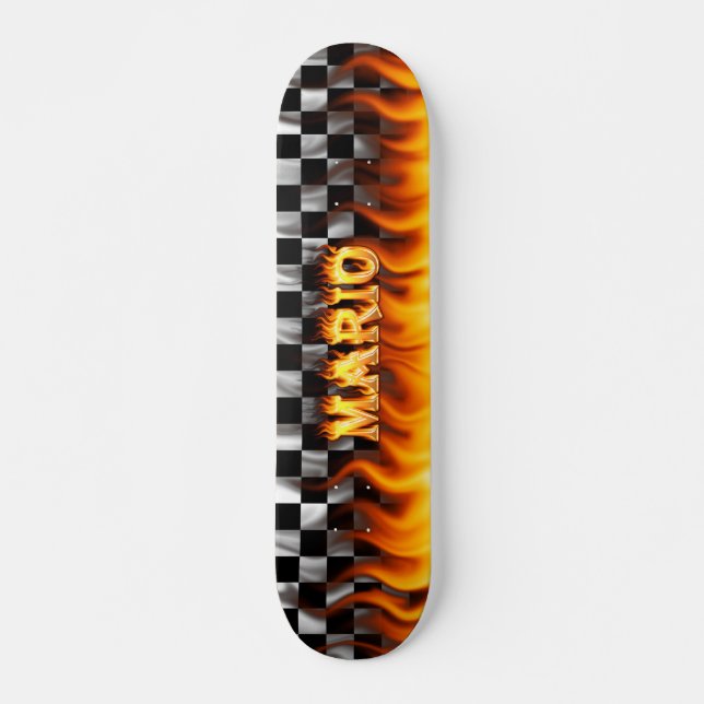 Mario skateboard fire and flames design. (Front)