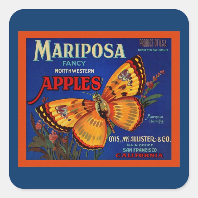 Mariposa Apples Square Sticker (Front)