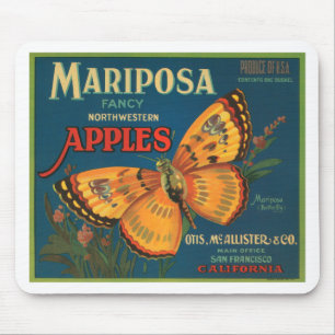 Mariposa Butterfly Apples Fruit Crate Label Mouse Pad