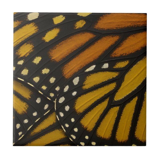 Mariposa Orange Yellow Monarch Butterfly Wing Ceramic Tile (Front)