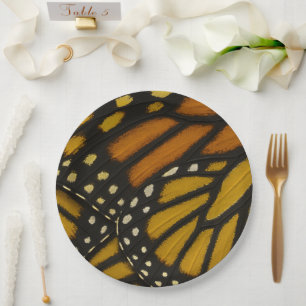 Mariposa Orange Yellow Monarch Butterfly Wing Paper Plate