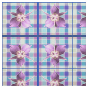 Mariposa Purple On Plaid Fabric