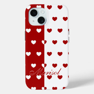 Marisol - Custom Name Template, Red and White iPhone 15 Case