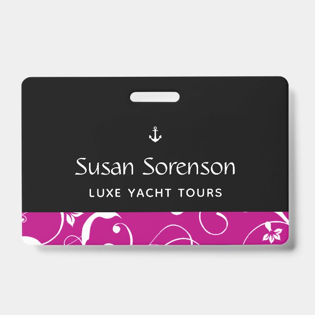 Maritime Anchor Pro Damask ID Badge (Front)