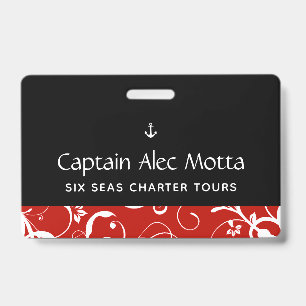 Maritime Anchor Pro Damask ID Badge