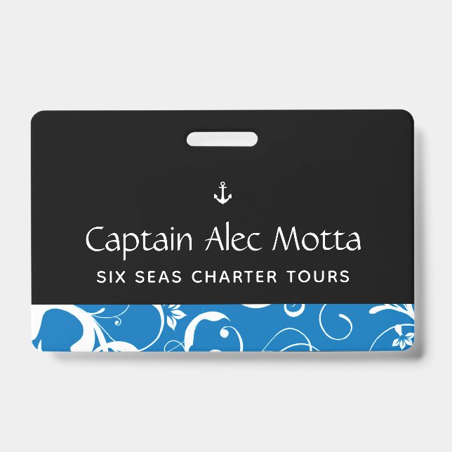 Maritime Anchor Pro Damask ID Badge (Front)