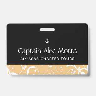 Maritime Anchor Pro Damask ID Badge