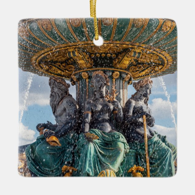 Maritime Fountain at place de la Concorde - Paris Ceramic Ornament (Front)