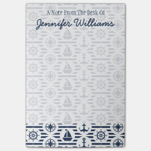 Maritime In Blue Pattern Add Your Name Post-it Notes